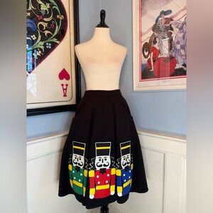 Unique Vintage Retro Black Nutcracker Soda Shop Christmas Novelty Skirt Sz M 6-8